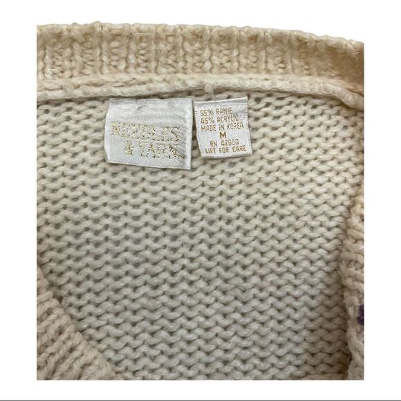 Needles & Yarn Women's Cardigan Sweater Ivory Floral Embroidered Size Medium - Picture 6 of 14